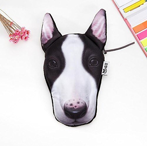Fashion 3D Animals Cat Dog Face Zipper Case Coin Card Purse Wallet Pouch Bag (Bull Terrier)