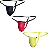 Gogobear Men's Low Rise Ice Silk Thongs Sexy See Through G-String Bikini Briefs Bulge Pouch Underwear Panties