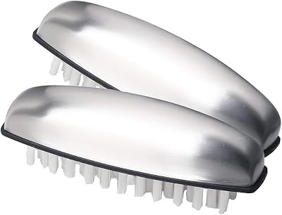 kuou Stainless Steel Nail Brush 2Pcs Hard Bristle Fingernail Clean Brush