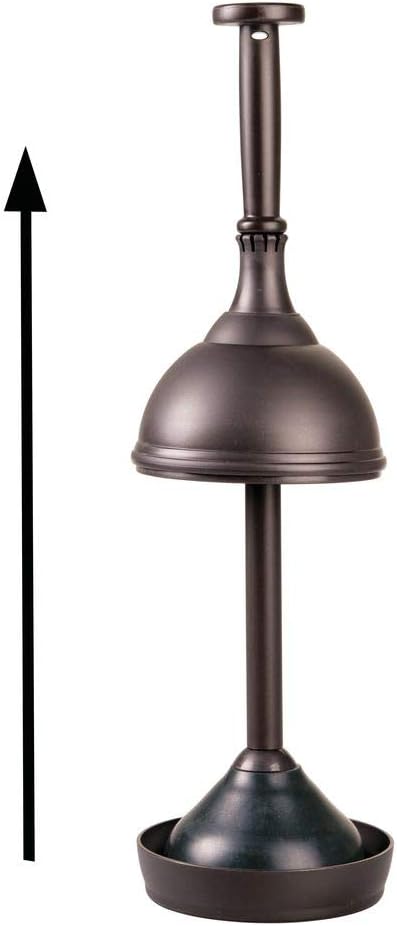 mDesign Modern Plastic Bathroom Storage and Cleaning Accessory Set - Includes Toilet Plunger, Bowl Brush, 3-Roll Toilet Paper Canister with Lid, Wastebasket Trash Can/Garbage Bin - 4 Pieces - Bronze: Home & Kitchen