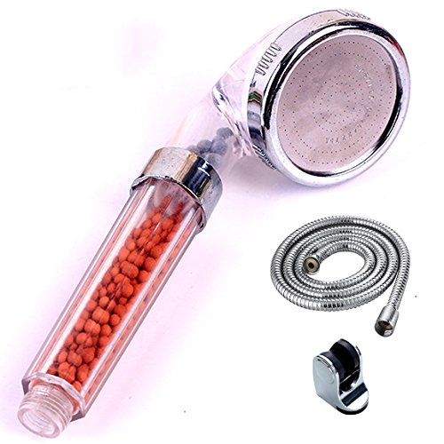 Shower Head,High-Pressure Water- Saving Ionic Handheld Filtration Showerhead Helps With Dry Skin And Hair,Strong increase in pressure (Transparent+1.5 m tube+ABS base)