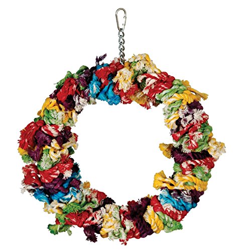 Paradise Toys Cotton Preening Ring, Colorful and Entertaining, Large, 15″ x 12″