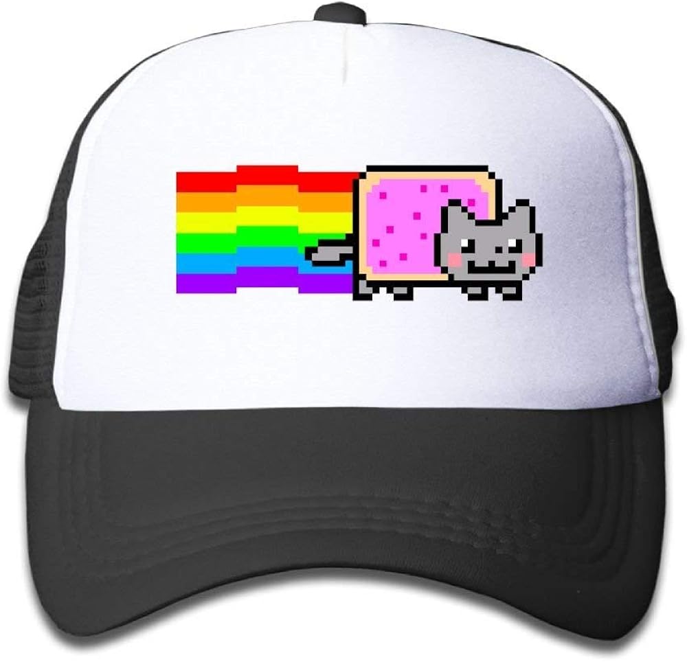 Kids Nyan Cat Rainbow Mesh Cap Trucker Hats Baseball Cap Plain Hat