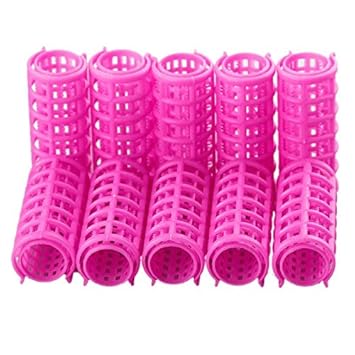 BoldnYoung 10 Plastic 25 mm Hairdressing Roller Curlers Clips for Girls & Women, (Multicolor)