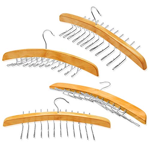 ANKO Tie Belt Hangers 2 Pack, Adjustable Rotating 24 Clip Scarf Racks Holder Hook for Homewares Closet Accessories Organizers Storage