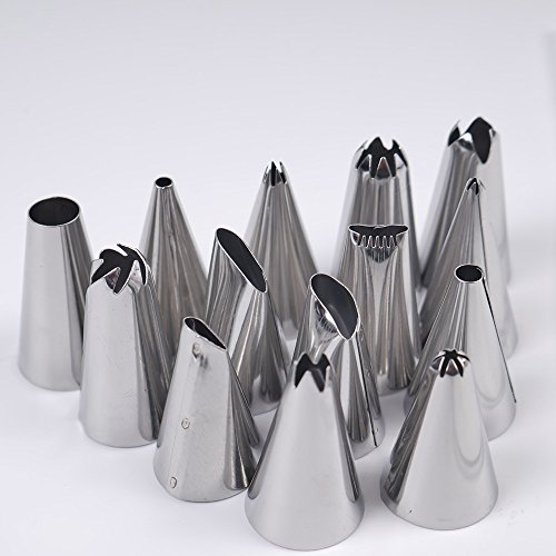 STORE-HOMER - 16PCS/Set Silicone Kitchen Accessories Icing Piping Cream Pastry Bag +14 Stainless Steel Nozzle Set DIY Cake Decorating Tips