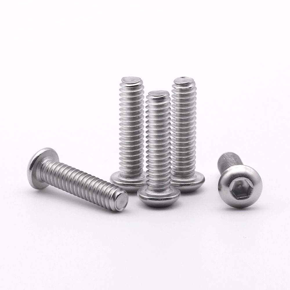 1/4-20 x 1-1/2" Hex Socket Button Head Cap Screws Bolts 50 PCS, Allen Socket Drive, 304 Stainless Steel 18-8, Bright Finish, Full Machine UNC Threads