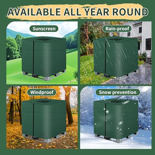 IBC Tank Cover, 420D Water Tank Cover, Cover for IBC 1000L Tank – Anti-UV and Dustproof Cover with Zip Storage Bag (116 x 100 x 120 cm) (Green)