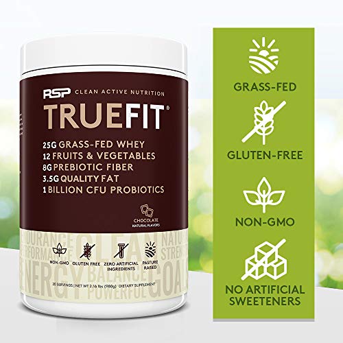 RSP TrueFit - Grass Fed Lean Meal Replacement Protein Shake, All Natural Whey Protein Powder with Fiber & Probiotics, Non-GMO, Gluten-Free & No Artificial Sweeteners, 2LB (Unflavored) - Thumbnail 7