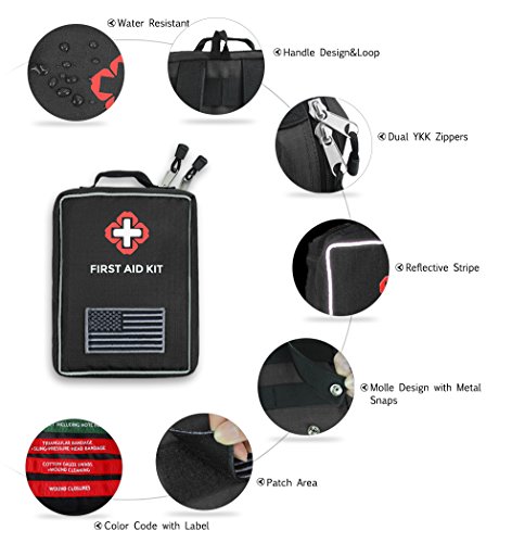 First Aid Kit Soft Case Molle Medical EMT Pouch Bag Waterproof for Home School Car Office Emergency Camping Hunting Sports