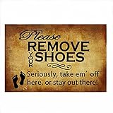 Burning Love Short Plush Material Retro Please Remove Your Shoes Printed Doormat , Non-slip Doormats, Size40X60CM.