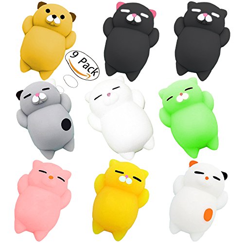 Squishy Cats stress Reliever Toys Squishy Cat Slow Rising Toys Haiyoo 9PCS a Set Small Animals for Kids Adults