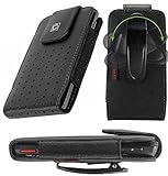Vertical Slide in Leather Case with Strap Closure and Fixed Swivel Clip Black Compatible BlackBerry Motion
