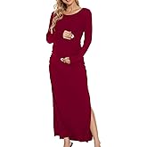 Smallshow Women's Split Maternity Dress Long Sleeve Ruched Pregnancy Clothes