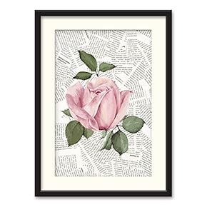 Black Paper Framed Canvas Wall Art for Living Room, Bedroom Animals or Plants Pop Up Vintage Newspaper Backgroud Canvas Prints for Home Decoration Ready to Hanging - 23x31 inches