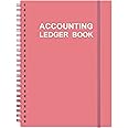 Accounting Ledger Book - A5 Ledger Book for Bookkeeping, Small Businesses & Personal Use, Expense Tracker Notebook for Tracking Money, Expenses, Deposits & Balance, 5.8" x 8.4", Pink