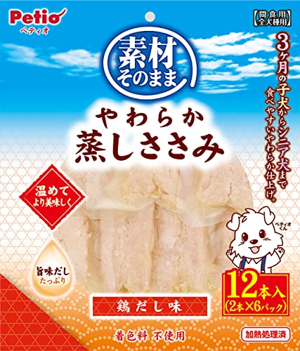 ペティオ (Petio) 素材そのまま やわらか蒸しささみ 鶏だし味 12本入