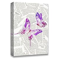 Canvas Wall Art Butterfly On The Newspaper Canvas Prints Home Artwork Decoration for Living Room,Bedroom - 12x18 inches