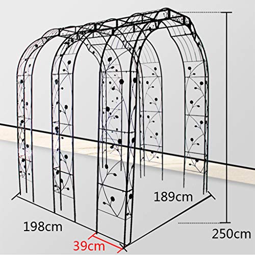 QHW Rosenbogen, Pergola-Kletterpflanzenbogenhalterung, Gartenbogengitter-Kletterhilfe, Hochzeitsdekoration, schwarz… – Bild 3