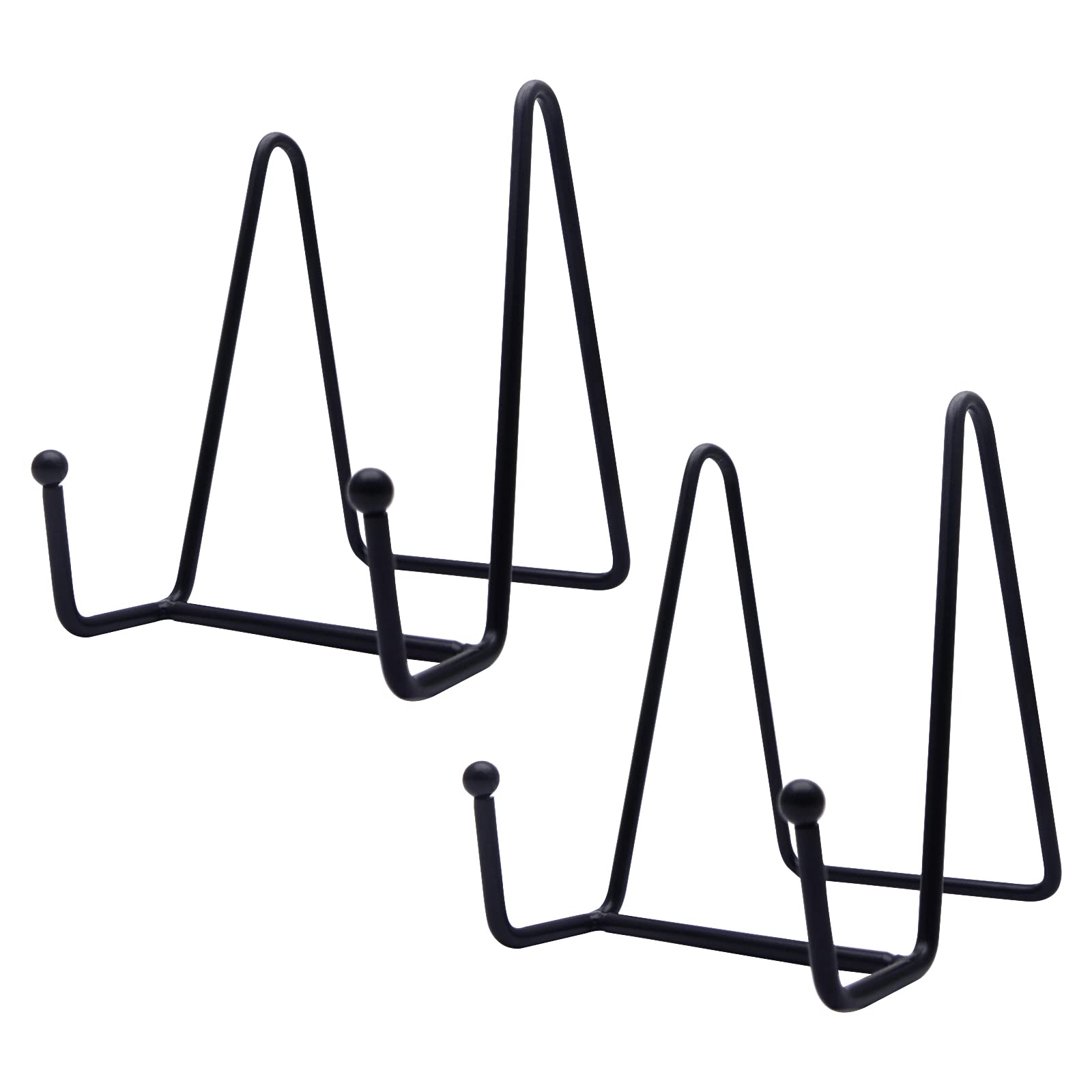 Funnytek 2PCS 4.5 inch Plate Stands for Display - Metal Frame Holders for Photo, Pictures, Decorative Plate Dish and Tabletop Art, Black