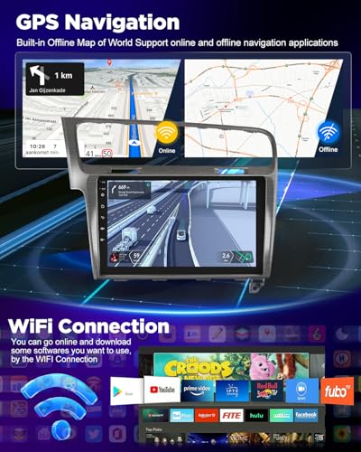 NHOPEEW 8 Core 6+128G Android Car Radio for VW Golf 7 MK7 2012-2020 with Wireless Carplay and Android Car DSP Wifi GPS Steering Wheel Controls 360 Panoramic View
