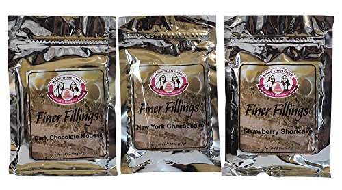 Dark Chocolate Mousse, New York Cheesecake, Strawberry Shortcake Finer Fillings 60g Dessert Mix Variety Bundle by More Than Cake, 3 Pack