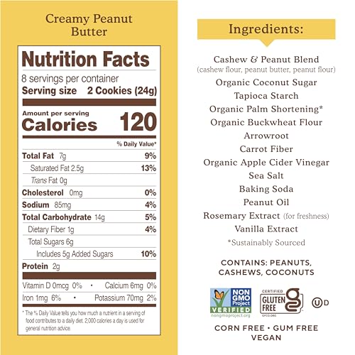 Simple Mills Creamy Peanut Butter Sandwich Cookies Gluten Free, Vegan