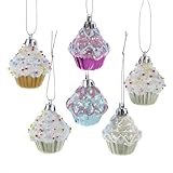 Kurt Adler Decorated Plastic Cupcake Ornament Set of 12