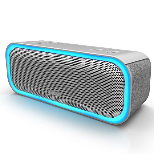 [Upgraded] DOSS SoundBox Pro Portable Wireless Bluetooth Speaker with 20W Stereo Sound, Active Extra Bass, Wireless Stereo Pairing, Multiple Colors Lights, Waterproof IPX5, 10 Hrs Battery Life – Grey