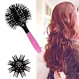Vinmax 3D Hair Brush,360 Degree Ball 3D Bomb Curl Brush - Hot Curling Tangle Brush Styling Salon Round Hair Curling Comb Tool(Pink)