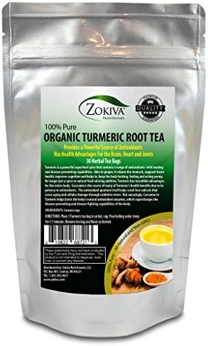 Turmeric Tea Bags 30 Count - Organic Curcuma Longa 100% Pure Premium Quality Superfood