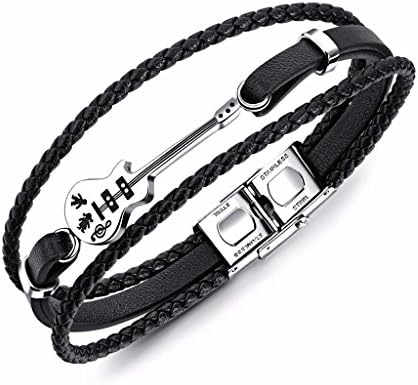 JRUI Jewelry Leather Braider Bracelet for Boys Stainless Steel Clasp Men Fashion Bracelet Bangle