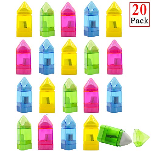 Alpurple 20 Packs Single Hole Manual Pencil Sharpener with Eraser Receptable for Regular Sized Pencils and Crayons for School, Office and Home - Thumbnail 6