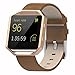 Henoda Compatible with Fitbit Blaze Bands Leather with Rose Gold Frame, Small Brown Blaze Band for Women Men