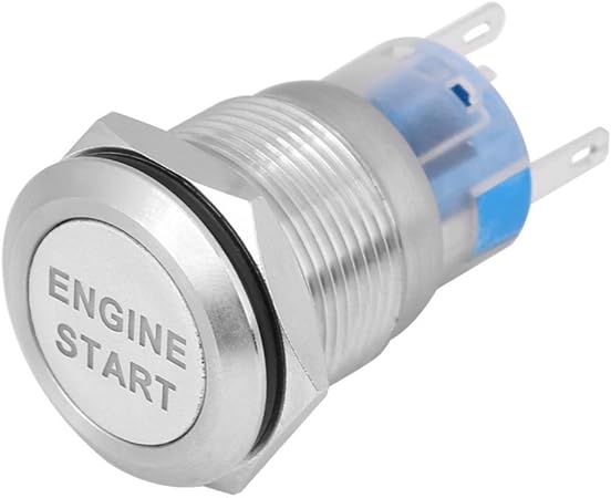 Amazon 12v 車用 電源 プッシュボタンスイッチ 防水金属 Led ロックラッチ式 電源スイッチ エンジン 始動 スイッチ 点火スターター 装着内径19mm シルバー ハーネス スイッチ 車 バイク