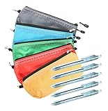Multi-purpose storage pouch bag, assorted colors. 5 pack Including 15 Blue Recycled Pens