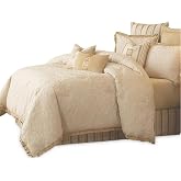 Michael Amini 9 Piece Carlton Comforter Set, Queen, Beige/Brown/Tan