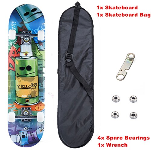 CCTRO Skateboards 31" Pro Skateboard Complete, 8 Layer Maple Skateboard Deck for Extreme Sports and Outdoors, Tricks Skate Board for Beginners and Pro