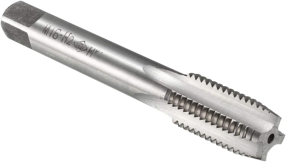 sourcing map Metric Machine Tap M16 x 2.0mm H2 High Speed Steel 4 Straight Flutes Screw Tapping Threading Machinist Repair DIY Tool