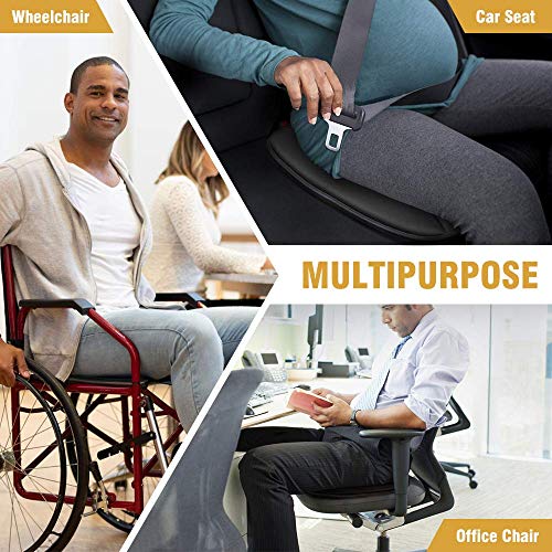 Tsumbay Car Seat Cushion 2pc Car Interior Seat Cover Cushion Pad Mat for Car Driver Seat Office Chair Home Black Seat Covers Use Pain Relief Memory Foam Comfort Seat Protector with Non Slip Bottom - Thumbnail 6