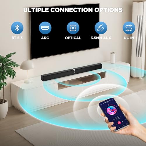 Maraawa 80W Separable TV Sound Bar, Bluetooth 5.3 Home Theater Audio System, ARC Optical AUX Input Supported, 2-in-1 Split Surround Sound Speaker