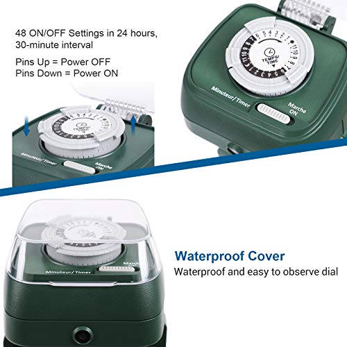 DEWENWILS Outdoor Mechanical Power Stake Timer, Waterproof, 6 Grounded