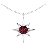 GEMINSPIRE Sterling Silver North Star Pendant with a Birthstone, Birthstone Gift For Her, Silver Jewelry with 18 Inch Chain
