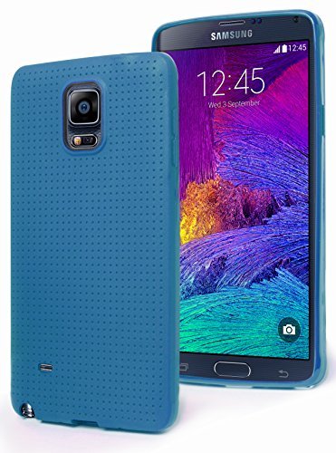 Galaxy Note 4 Phone Case, Bastex Durable Protective Blue Mesh Design TPU Case Cover for Samsung Galaxy Note 4