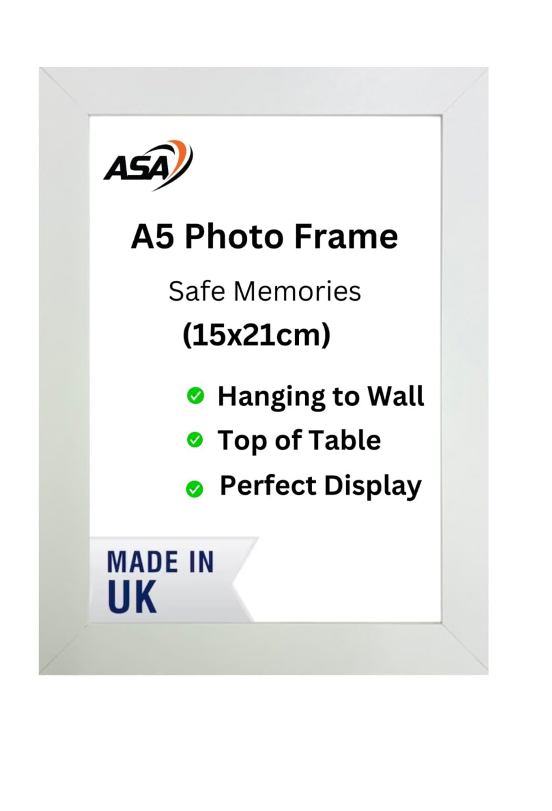 Picture Frame A2 A3 A4 A5 Size Home Decoration Photo Frames – Freestanding & Wall Mountable Table Top -Certificate Document Frames White Black Silver Oak (A5 White)