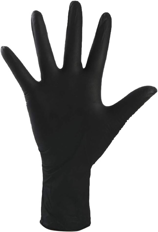 Nitrile Exam Gloves, Comfortable Disposable Mechanic Nitrile Gloves Powder Free, Latex Free, Flexible and Comfortable to Wear, Box of 100pcs (M, Black)