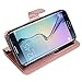 LK Galaxy S6 Edge Case, [Wrist Strap] Luxury PU Leather Wallet Flip Protective Case Cover with Card Slots and Stand for Samsung Galaxy S6 Edge (Rose Gold)