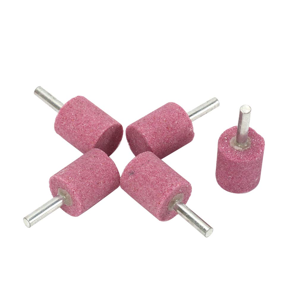 WenFo 5Pc Red 1/4" Shank Corundum Grinding Head
