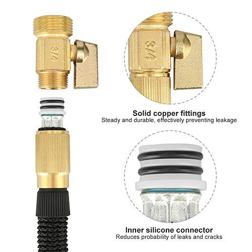 Garden Hose, IPSXP 50ft 15m Expandable Water Hose with Durable Double Latex Core, 3/4 Inch Solid Brass Connector, Best Abrasion Resistance High-Pressure Resistance for Car, Pet, Flower, Plant - Thumbnail 2