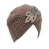 GBSELL Fashion Womens Lady Winter Warm Knit Crochet Ski Hat Braided Turban Headdress Cap (Khaki)